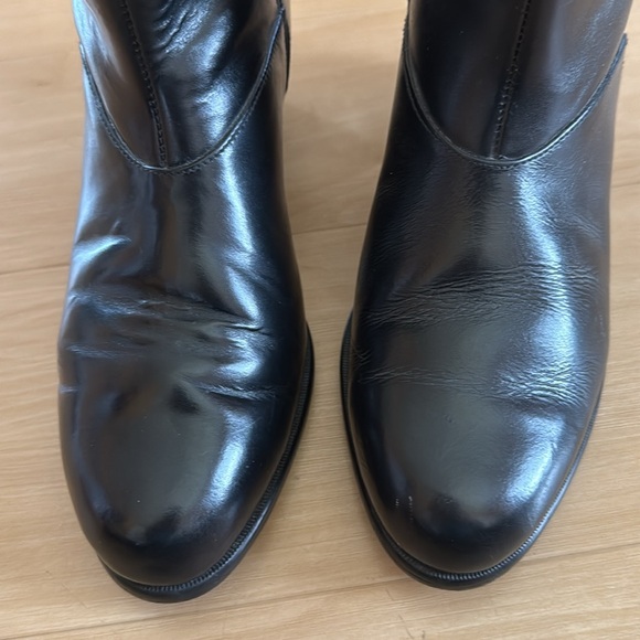 BASINI WOMENS WESTERN BLACK LEATHER SIZE 6 ZIP CLOSURE ANKLE BOOTS BLOCK HEEL - Picture 3 of 12